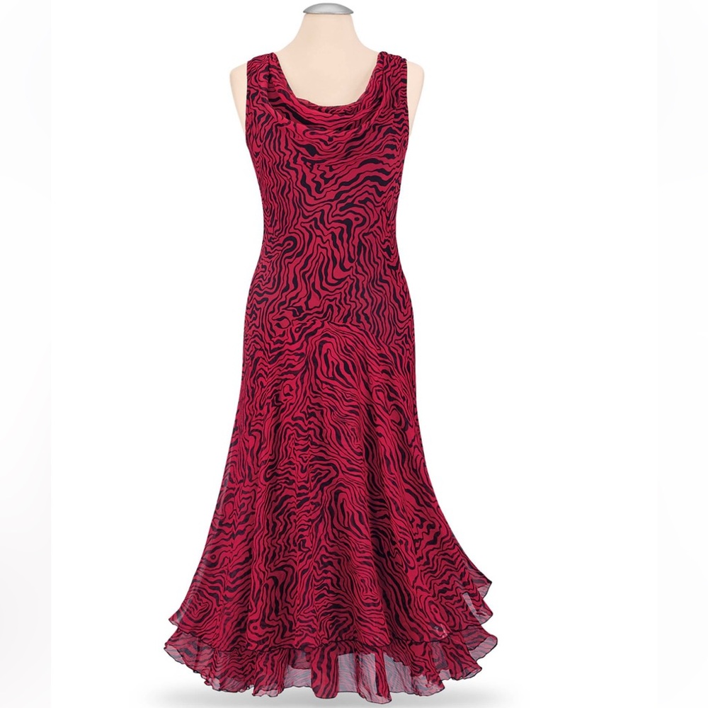 The Pyramid Collection Bia Cut Georgette Inferno Dress Women’s Size Medium NWOT